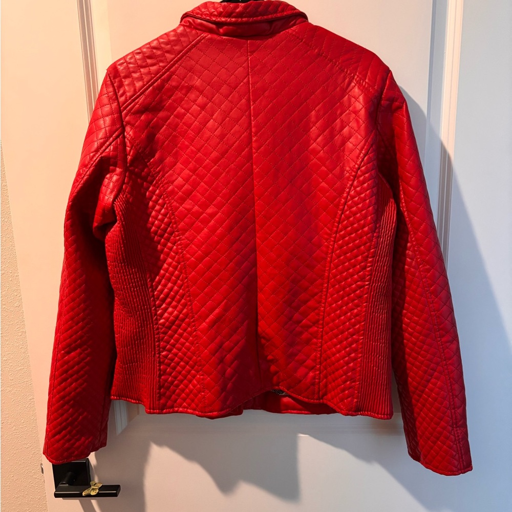 Elegant Red Quilted Leather Jacket